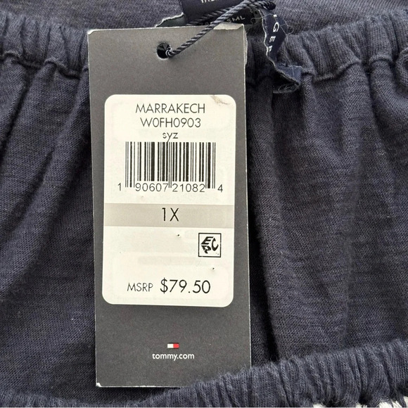 Tommy Hilfiger Floral Embroidered Off The Shoulder Top Peasant Boho Navy 1X NWT - Picture 10 of 14